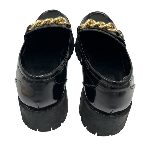 GUESS Womens 8.5 M Hillford Chunky Black Patent Leather Platform Loafer Lug Sole - Picture 11 of 16